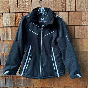 EUC Obermeyer Black/White Women's Hooded Zip Front Snow Jacket in Women's 12